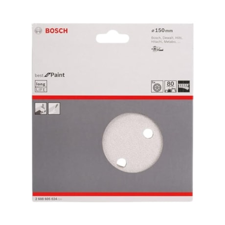 Kit 5 Discos de Lixa 150mm Velcro Grão 80 Best for Paint 2608605024 BOSCH-16ca2784-1def-4773-84d6-3db3dcb84b38