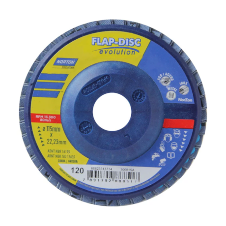 Kit 5 Discos Flap 4.1/2'' Grão 120 R 822 PLASTICO NORTON-5c70d1df-ef3d-4f97-8f0b-a65c22e14f00