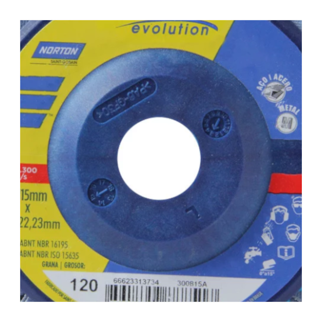 Kit 5 Discos Flap 4.1/2'' Grão 120 R 822 PLASTICO NORTON-31489b21-6f6d-481d-8f76-9af2882413e4