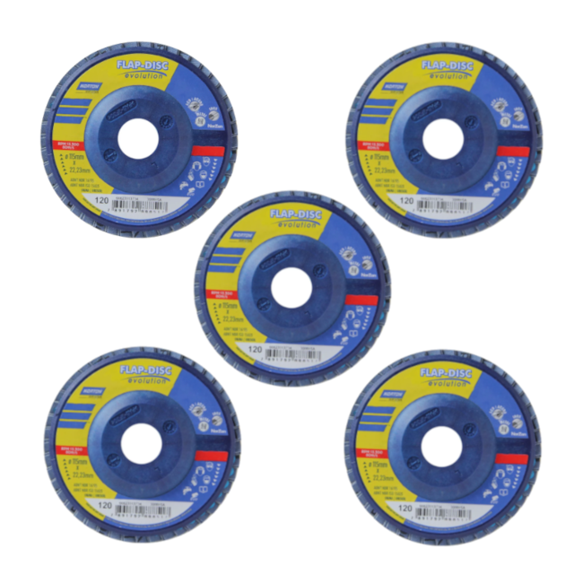 Kit 5 Discos Flap 4.1/2'' Grão 120 R 822 PLASTICO NORTON-a549331c-2dff-48e3-b614-b87dafbd38a4
