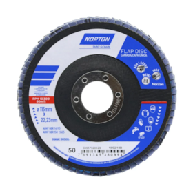 Kit 5 Discos Flap 4.1/2'' Grão 50 R 822 FIBRA NORTON