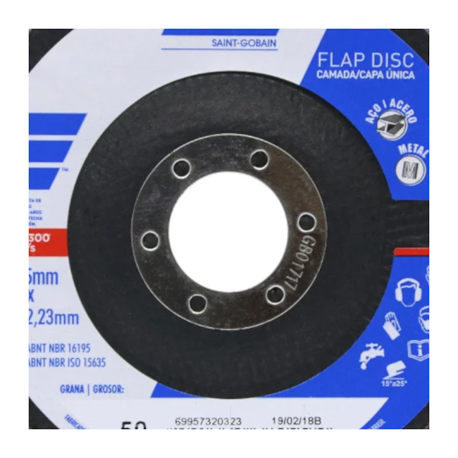 Kit 5 Discos Flap 4.1/2'' Grão 50 R 822 FIBRA NORTON-3024e6fd-522a-4925-ba78-1afc707acfeb