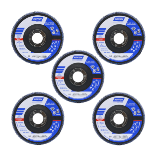 Kit 5 Discos Flap 4.1/2'' Grão 50 R 822 FIBRA NORTON-7ec65614-bc94-422f-a1ea-f659932d8349
