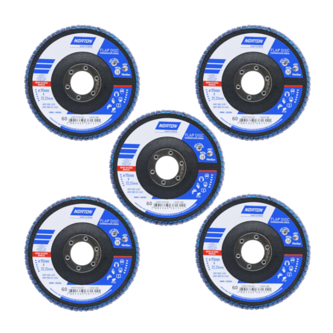 Kit 5 Discos Flap 4.1/2'' Grão 60 822 FIBRA NORTON-78450dc2-71b6-4a08-90bf-830d73c58958