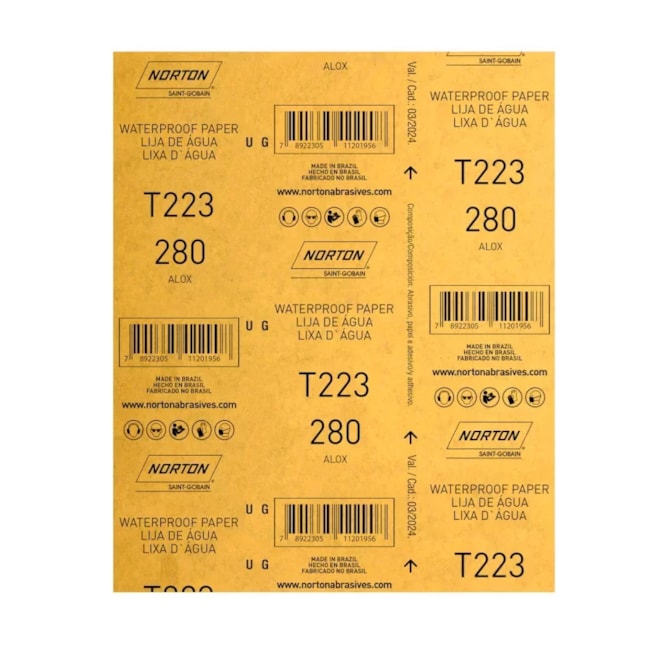 Kit 50 Lixas D'Água Grão 280 Folha 225X275mm T 223 NORTON-74510eae-57b0-45a3-a1e4-7827a5ff5457