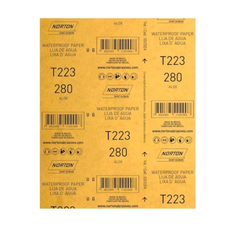 Kit 50 Lixas D'Água Grão 280 Folha 225X275mm T 223 NORTON-1fddd737-6109-4674-97fa-e41d14cccdb5