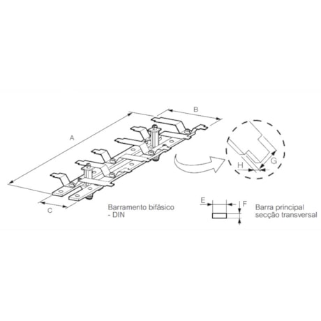 Kit Barramento Bifásico 100A para 34 Módulos DIN 904387N CEMAR-65245837-1500-437d-97b2-5b782f98aeaf