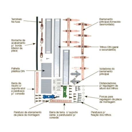 Kit Barramento Trifásico 100A para 44 Módulos DIN 904384N CEMAR-73ba4164-708d-4324-a65b-ba03fc5d03c2