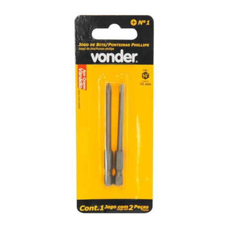Kit Bits Phillips N1 x 75mm Encaixe Sextavado 1/4