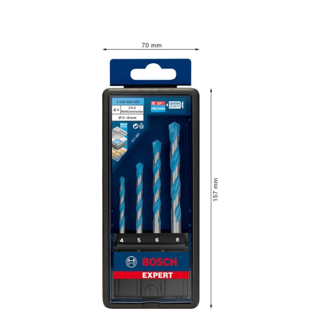 Kit Brocas Concreto/Metal 4,0 a 8,0mm com 4 Peças 2607010521 CYL-9 BOSCH-6a5b3286-6018-455b-85e3-84b9463538bb