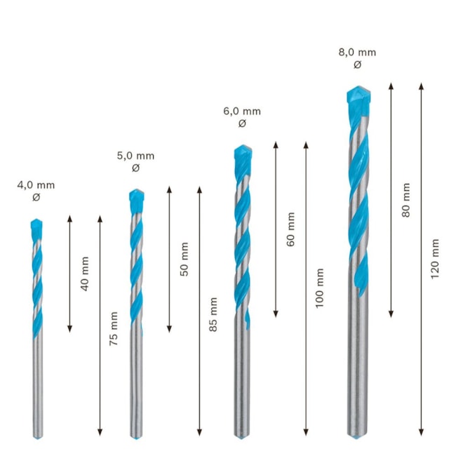 Kit Brocas Concreto/Metal 4,0 a 8,0mm com 4 Peças 2607010521 CYL-9 BOSCH-00cbbd3a-be48-42e2-ad8d-c66ec6578d00