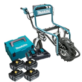 Kit Carrinho de Mão 18V + 4 Baterias 5.0AH + 1 Carregador Duplo 220V e Maleta MAKITA