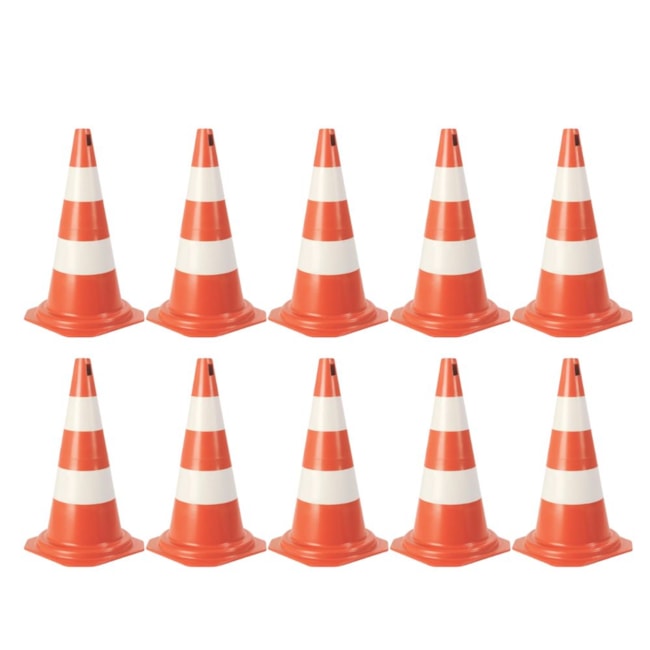 Kit com 10 Cones de Sinalização 50cm Laranja e Branco PLASTCOR-505c2805-56ca-49f6-8bbd-0e8366584b7f