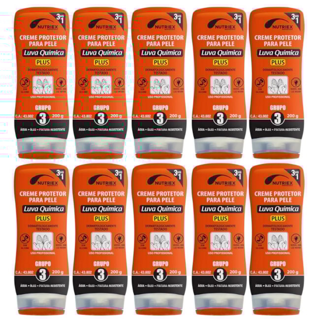 Kit com 10 Cremes de Proteção para Mãos Grupo 3 200g 64717 NUTRIEX-65b830fa-67d7-4723-87d0-b72f8be42b22