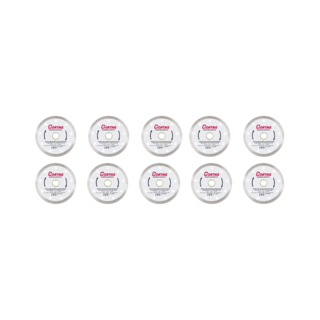 Kit com 10 Discos de Corte Diamantados 110mm X 20.0mm 8mm Turbo Porcelanato 60863 CORTAG-096b65e2-febf-47c3-b117-364cab5cb950