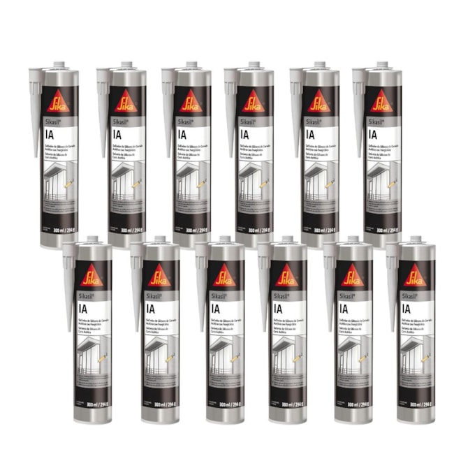 Kit com 10 Silicones Acético de Uso Geral 300ml Branco SIKASIL IA SIKA-b2cbc297-487b-4cd4-995a-6966d660bc79