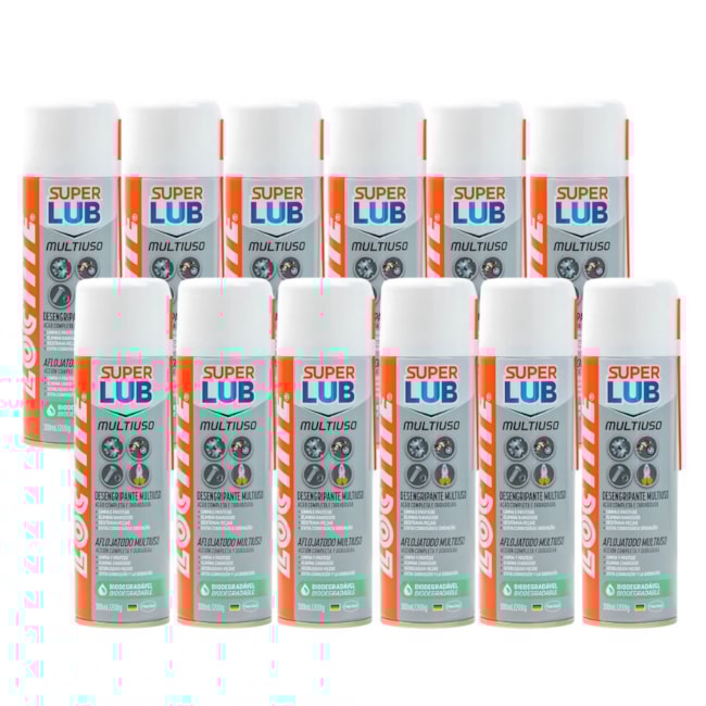 Kit com 12 Óleos Lubrificantes SUPER LUB MultiUso 300ml 8609 LOCTITE-cf245af1-e888-4a7e-bc85-9762ae13c86d