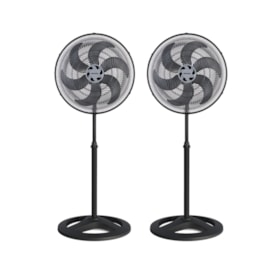 Kit com 2 Ventiladores Oscilantes 50cm de Coluna 6 Pás 135W Preto 110V TURBO 6 VENTISOL