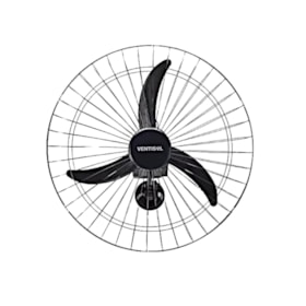 Kit com 2 Ventiladores Oscilantes 60cm de Parede 3 Pás 200W Bivolt Preto 543 VENTISOL