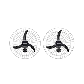 Kit com 2 Ventiladores Oscilantes 60cm de Parede 3 Pás 200W Bivolt Preto 543 VENTISOL