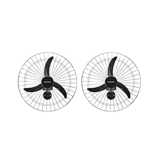 Kit com 2 Ventiladores Oscilantes 60cm de Parede 3 Pás 200W Bivolt Preto 543 VENTISOL-54da3bfe-9ec5-4f78-8109-35e357bb8671