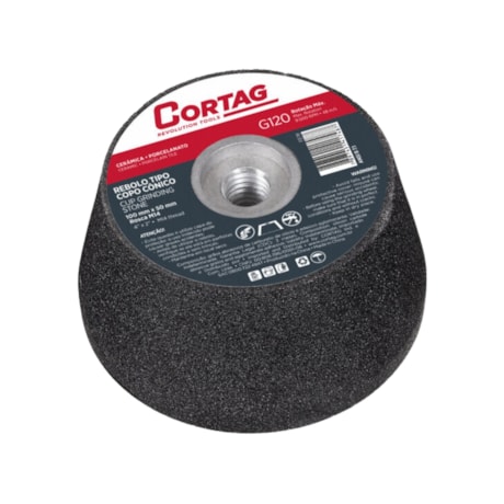 Kit com 3 Rebolos Copo Cônico 100mm X 50mm M14 Grão 60 80 e 120 CORTAG-e7266ab1-83b6-4c93-a638-4c05a34f9820