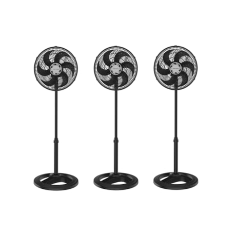 Kit com 3 Ventiladores Oscilantes 30cm de Coluna 6 Pás 52W Preto 110V TURBO 6 VENTISOL-39d91743-79bd-4b53-801e-10c844349e91