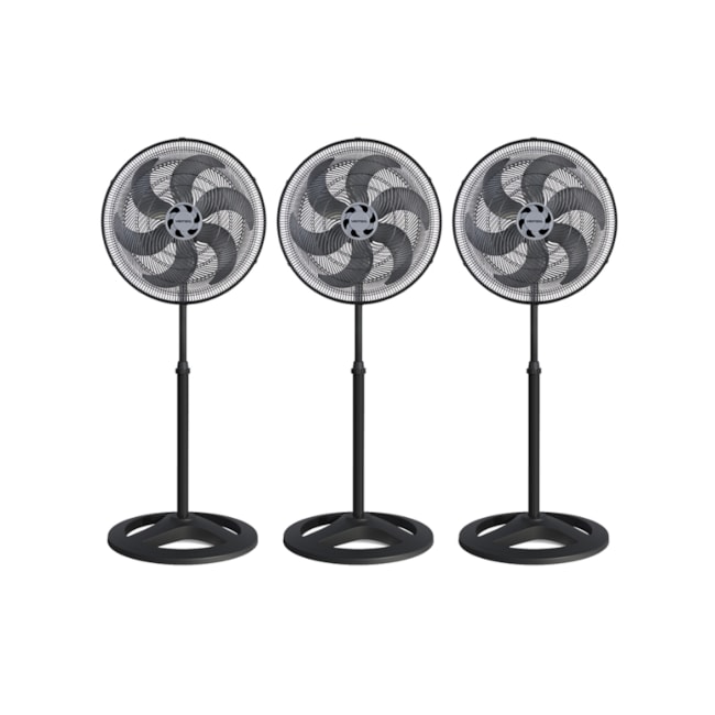 Kit com 3 Ventiladores Oscilantes 50cm de Coluna 6 Pás 135W Preto 110V TURBO 6 VENTISOL-835dc1fd-4990-46d6-a34b-fb5e2823c223
