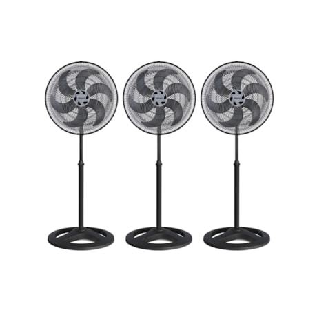 Kit com 3 Ventiladores Oscilantes 50cm de Coluna 6 Pás 135W Preto 110V TURBO 6 VENTISOL-5dc4d434-5dc2-49dc-ad81-faad9184fb96