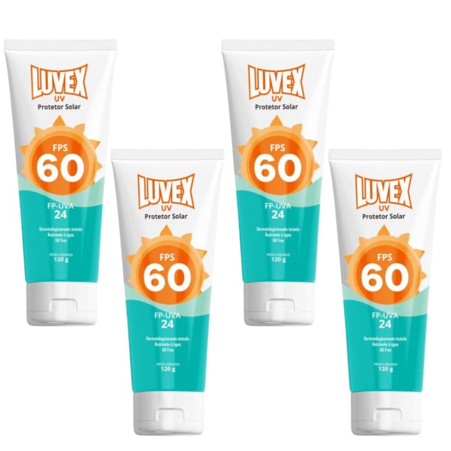 Kit com 4 Protetores Solar UV FPS 60 120g 040620000300121 LUVEX-70221e43-b5ed-4b63-a7db-76eb6a0d24f1