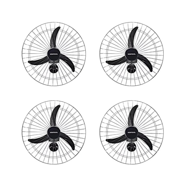 Kit com 4 Ventiladores Oscilantes 60cm de Parede 3 Pás 200W Bivolt Preto 543 VENTISOL-b7b6967f-ee06-40dc-8959-b3f1249a19c7