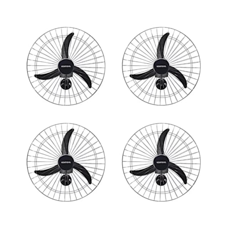 Kit com 4 Ventiladores Oscilantes 60cm de Parede 3 Pás 200W Bivolt Preto 543 VENTISOL-b45f34b3-a8f3-495a-9261-0e338708ac1d