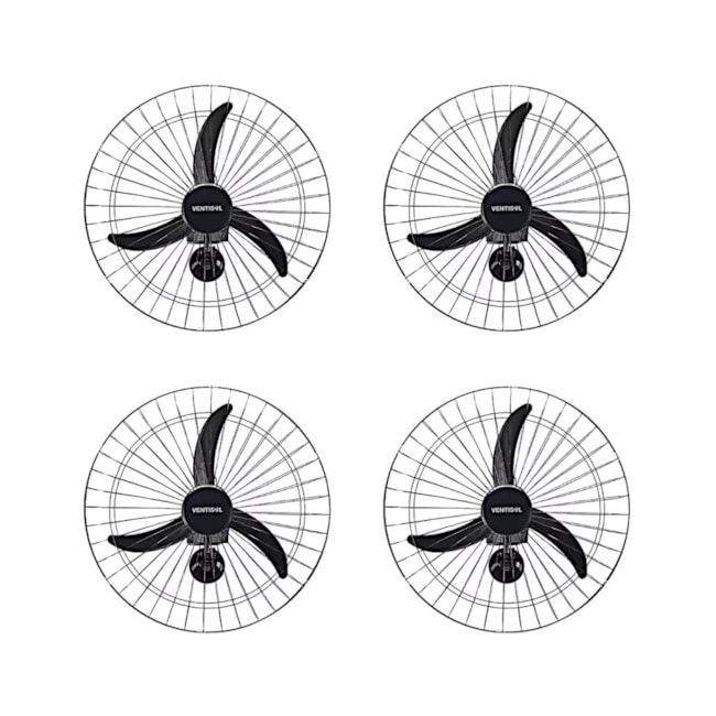Kit com 4 Ventiladores Oscilantes 60cm de Parede 3 Pás 200W Bivolt Preto 543 VENTISOL-516a5f3c-dcad-4316-9b00-6ec8d5e9dd4b