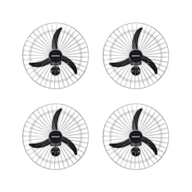 Kit com 4 Ventiladores Oscilantes 60cm de Parede 3 Pás 200W Bivolt Preto 543 VENTISOL