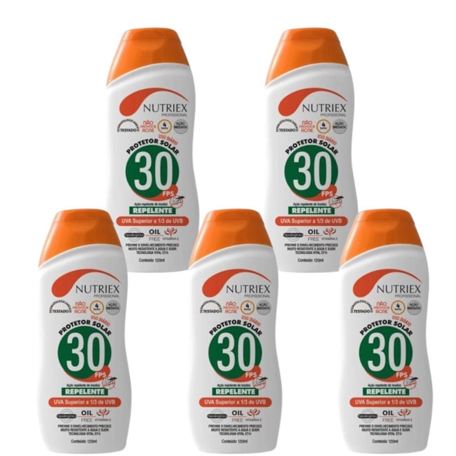 Kit com 5 Protetores Solar UV Fps 30 com Repelente 120ml 0060988 NUTRIEX-3b05efbc-c43a-4e17-bba0-09353be5788e