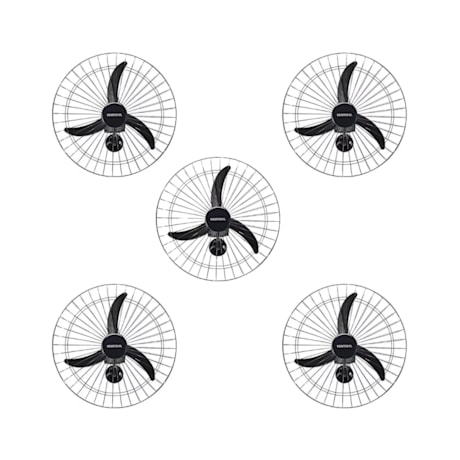 Kit com 5 Ventiladores Oscilantes 60cm de Parede 3 Pás 200W Bivolt Preto 543 VENTISOL-824a103b-11d9-46d5-b696-ba5e3479e450