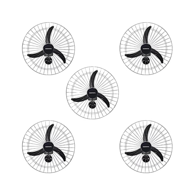 Kit com 5 Ventiladores Oscilantes 60cm de Parede 3 Pás 200W Bivolt Preto 543 VENTISOL-1397eaf2-09df-4168-bd96-cfd82ed91bac