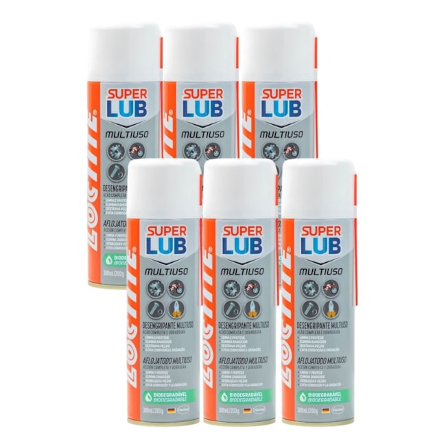Kit com 6 Óleos Lubrificantes SUPER LUB MultiUso 300ml 8609 LOCTITE-607b0ee1-1760-4734-9b1b-dd933b8e0caa