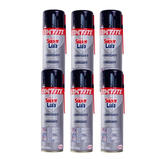 Kit com 6 Óleos Lubrificantes SUPER LUB MultiUso 300ml 8609 LOCTITE-2561f883-af94-4b1f-b5d2-676d17ba7c21