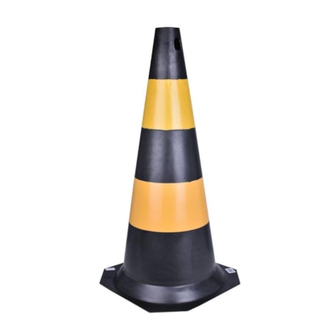 Kit de 10 Cones de Sinalização 50cm Preto e Amarelo PLASTCOR