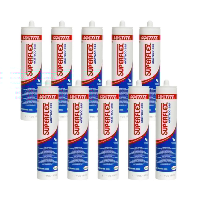 Kit de 10 Silicones Acético Vedante Loctite Transparente 300g SUPERFLEX 595-0580c858-cbcd-4c85-b950-f7a5d5246910