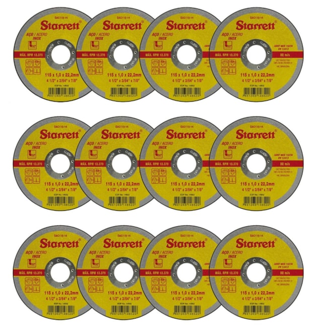 Kit de 12 Discos de Corte Inox 4.1/2