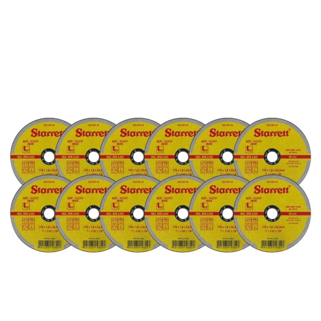 Kit de 12 Discos de Corte para Aço Inox 7