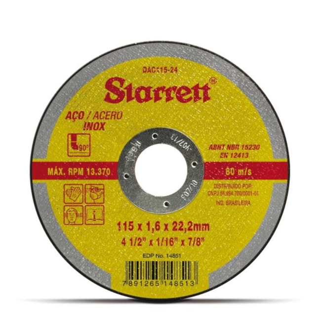 Kit de 144 Discos de Corte Inox 4.1/2