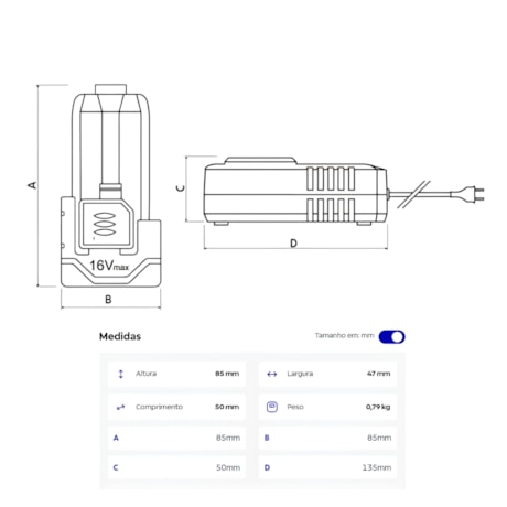Kit de 2 Baterias e 1 Carregador 16V 2.0Ah 110/220V 42260/222 TRAMONTINA MASTER-573baac5-b3dc-4950-b335-f90b88efd59c