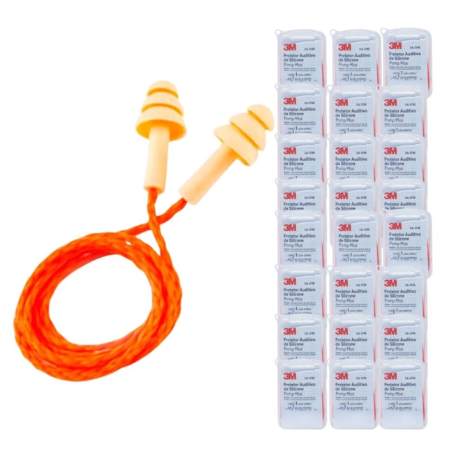 Kit de 25 Protetores Auricular de Silicone com Cordão de Poliéster 18dB POMP PLUS 3M-18b0b42f-740a-4cbc-8dc3-f478baa20ad8