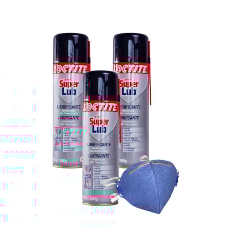 Kit de 3 Óleos Anticorrosivo 300ml SUPER LUB LB 8609 MULTIUSO LOCTITE + Máscara Respiratória PFF-1