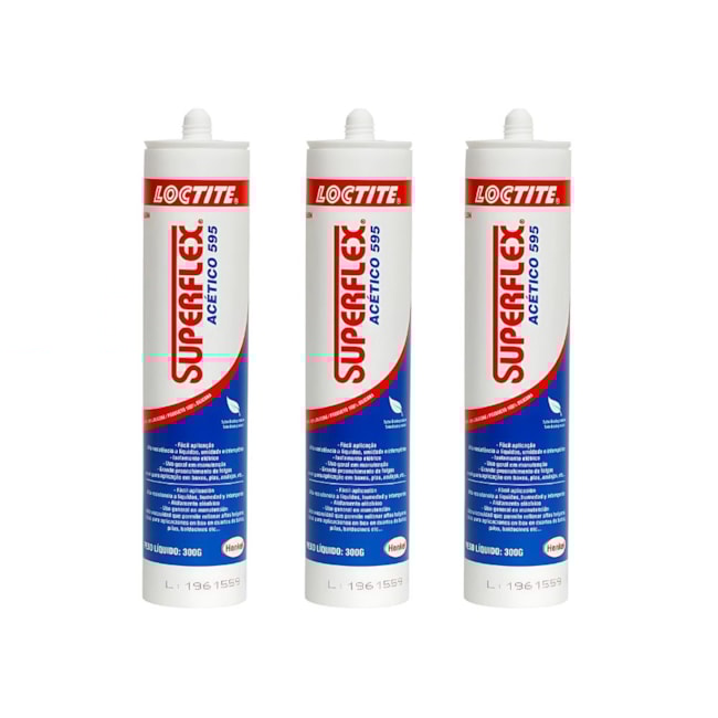 Kit de 3 Silicones Acético Vedante Loctite Transparente 300g SUPERFLEX 595-942fc74f-6020-449a-9b62-a835314f5813