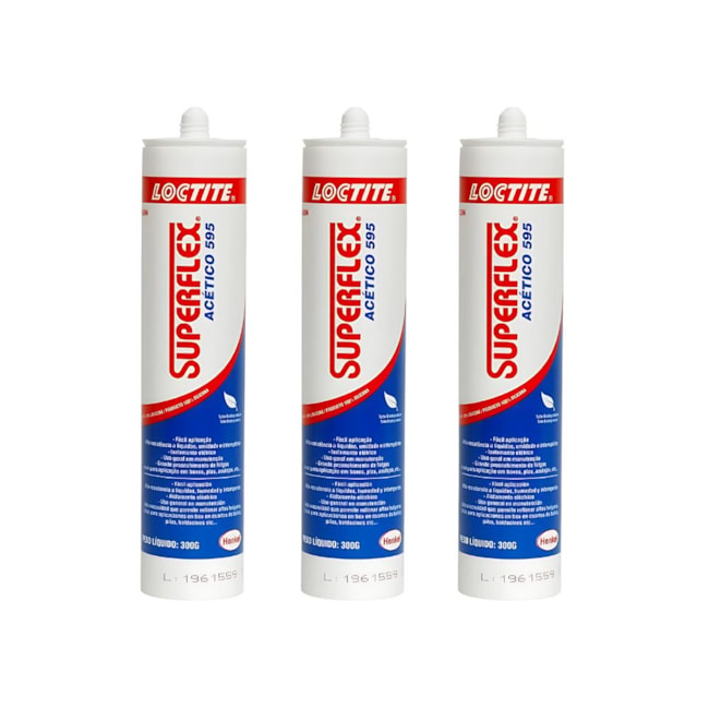 Kit de 3 Silicones Acético Vedante Loctite Transparente 300g SUPERFLEX 595-cca06472-339a-4050-aea1-bb35611d5c57