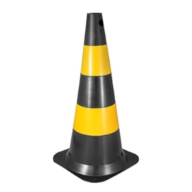 Kit de 5 Cones de Sinalização 75 cm Preto e Amarelo em Polietileno VONDER